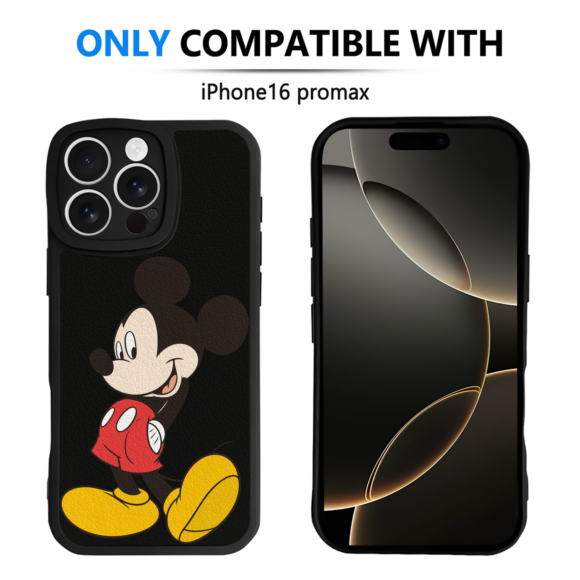 （画像用） ミッキーマウス Mickey Mouse 【iPhone 16シリーズ対応】シリコンスマホケース（レザー調） 材質：シリコン